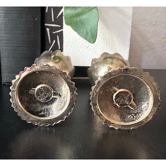 Metal Vintage Renaissance Style Cherub/ Putti Gold Plated Metal Candle Holders, Eggs Cups - A Pair For Sale - Image 7 of 12