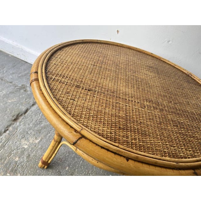 Vintage Italian Bamboo & Rattan Coffee Table, 1970s For Sale - Image 4 of 7