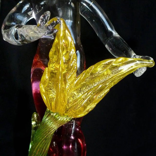 Mid 20th Century Vintage Murano Gold Flecks Sommerso Pink Garden Nymph Italian Art Glass Mid Century Figurine, Manner of Barbini Cenedese For Sale - Image 5 of 9