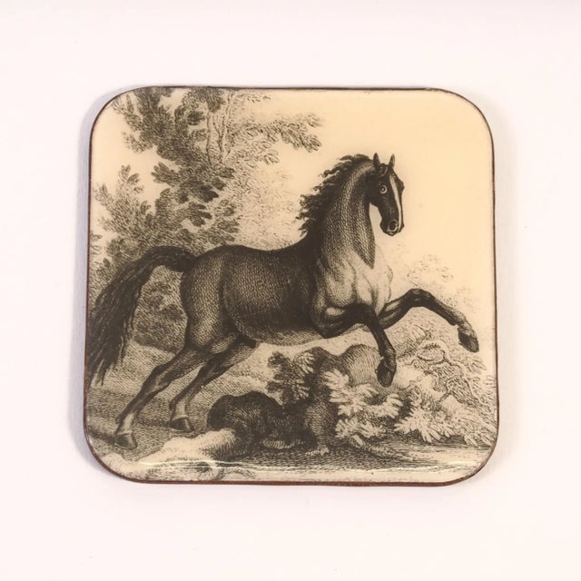 1950s Horse Coasters: 1950s Italian Lacquerware, Equestrian Decor (Set of 6) For Sale - Image 5 of 11