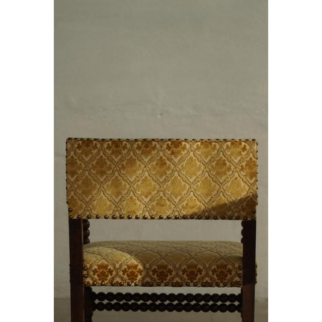 French Louis XIII Style Bobbin Armchair with Patterned Fabric, 1930s For Sale - Image 15 of 18