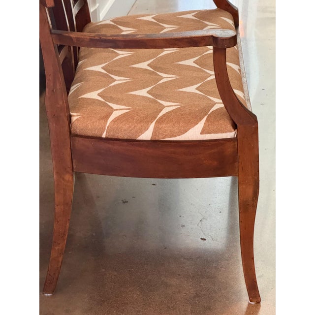 19th Century French Walnut Settee With Carved Lyre Splats For Sale - Image 10 of 11