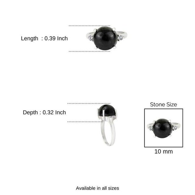 Vintage Black Star & Zircon Ring in White Gold Setting, Size 7.5 For Sale - Image 11 of 13