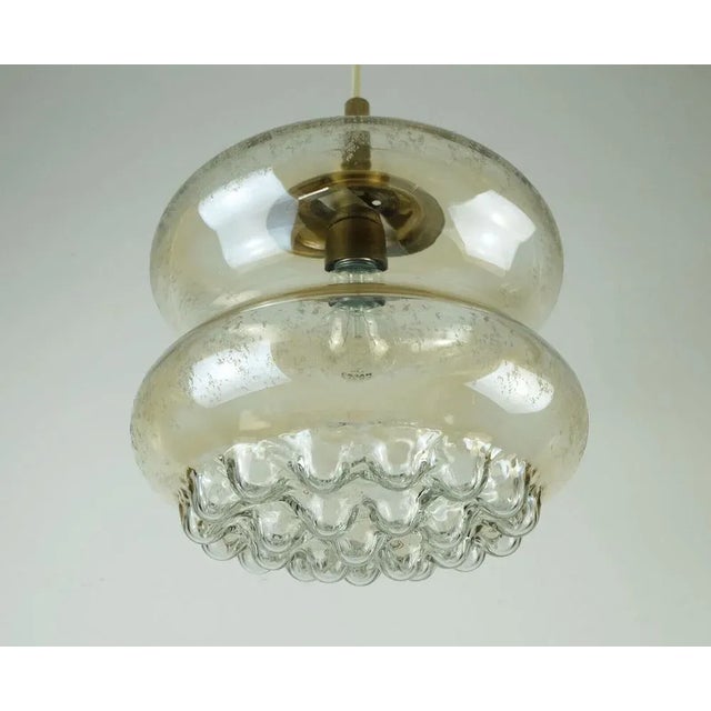 Mid-Century Pendant Light Bubble in Amber Glass and Brass, 1960s For Sale - Image 10 of 11