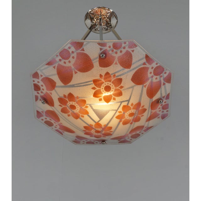 French Art Deco Pendant Light by Loys Lucha 1930 France For Sale - Image 6 of 14