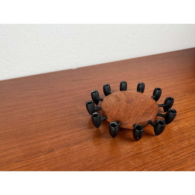 Mid-Century Modern Danish Teak and Cast Iron Candleholder from Digsmed, 1960s For Sale - Image 11 of 14