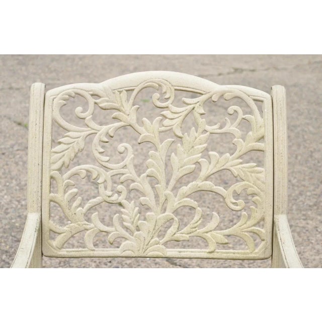 Cast Aluminum Leafy Scroll Outdoor Patio Dining Arm Chairs - Set of 4. Item features cast aluminum construction, leafy...