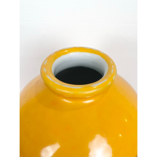 Mid 20th Century Vintage Chinoiserie Yellow Vase For Sale - Image 5 of 7