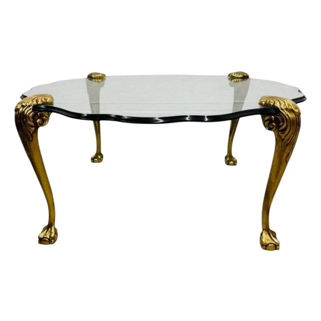 Brass Mid 20th Century Brass and Glass Coffee Table in the Manner of Pe Guerin For Sale - Image 8 of 8