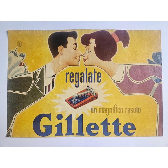 Art Deco Advertising Poster Gillette, USA, 1930s, in Very Good conditions. Designed 1920 to 1949