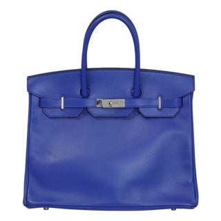 Hermès Birkin 35 Le Tournay Bleu Royal Swift Palladium Hardware 2019 For Sale