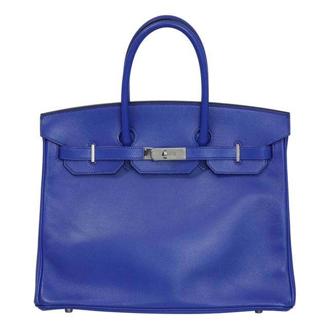 Hermès Birkin 35 Le Tournay Bleu Royal Swift Palladium Hardware 2019 For Sale