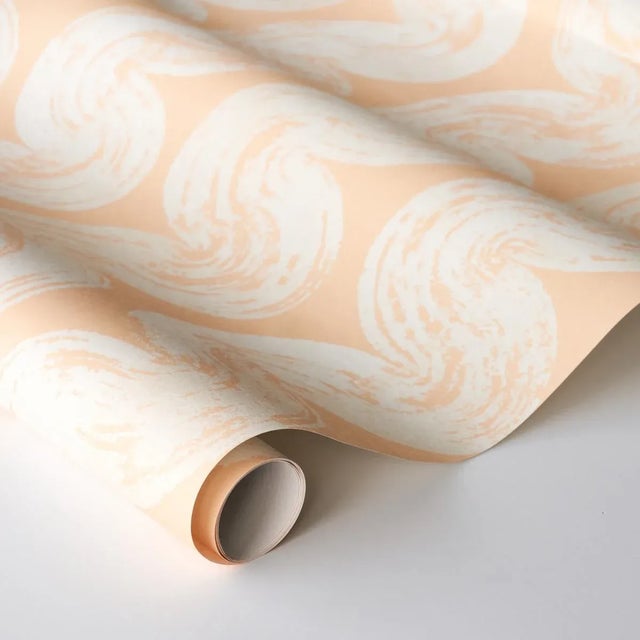 Schumacher Sample - Schumacher x BACKDROP 1975 Wallpaper in Light Peach For Sale - Image 4 of 5