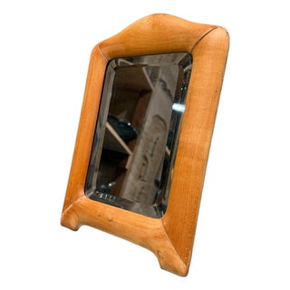 Mid-Century Modern Solid Blond Wood Tabletop Vanity Beveled Edges For Sale