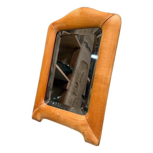 Mid-Century Modern Solid Blond Wood Tabletop Vanity Beveled Edges For Sale