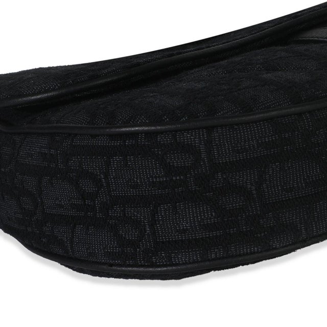 Black Oblique Jacquard Canvas Saddle Crossbody For Sale In New York - Image 6 of 8