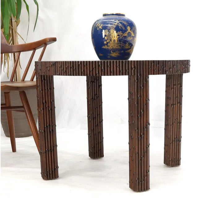 Mid-Century Modern 1970s Mid-Century Modern Faux Bamboo Round Occasional Table For Sale - Image 3 of 13