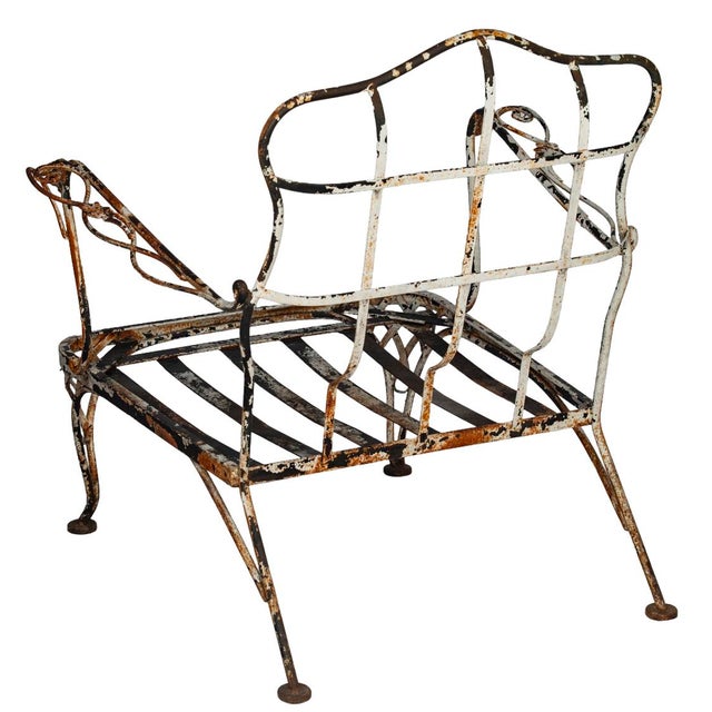 Metal Vintage Rustic Patina Garden Chair For Sale - Image 7 of 9