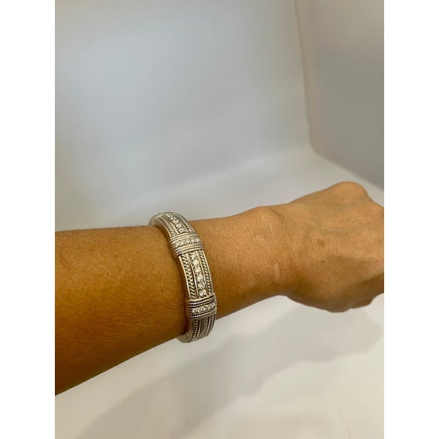 2.2 Carat Diamonds and 83 Gm 18 Karat Gold Cuff Bangle Bracelet Judith Ripka For Sale - Image 13 of 18