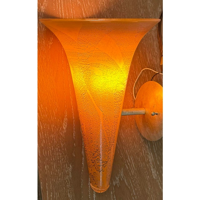 Italian Bacchus Glass Trumpet Wall Sconces, Set of Three For Sale - Image 3 of 12