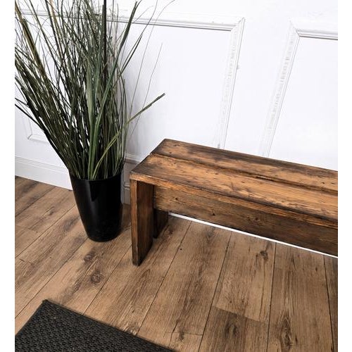 Vintage Rustic Minimal Italian Waterfall Wooden Bench, 1950s For Sale - Image 6 of 9