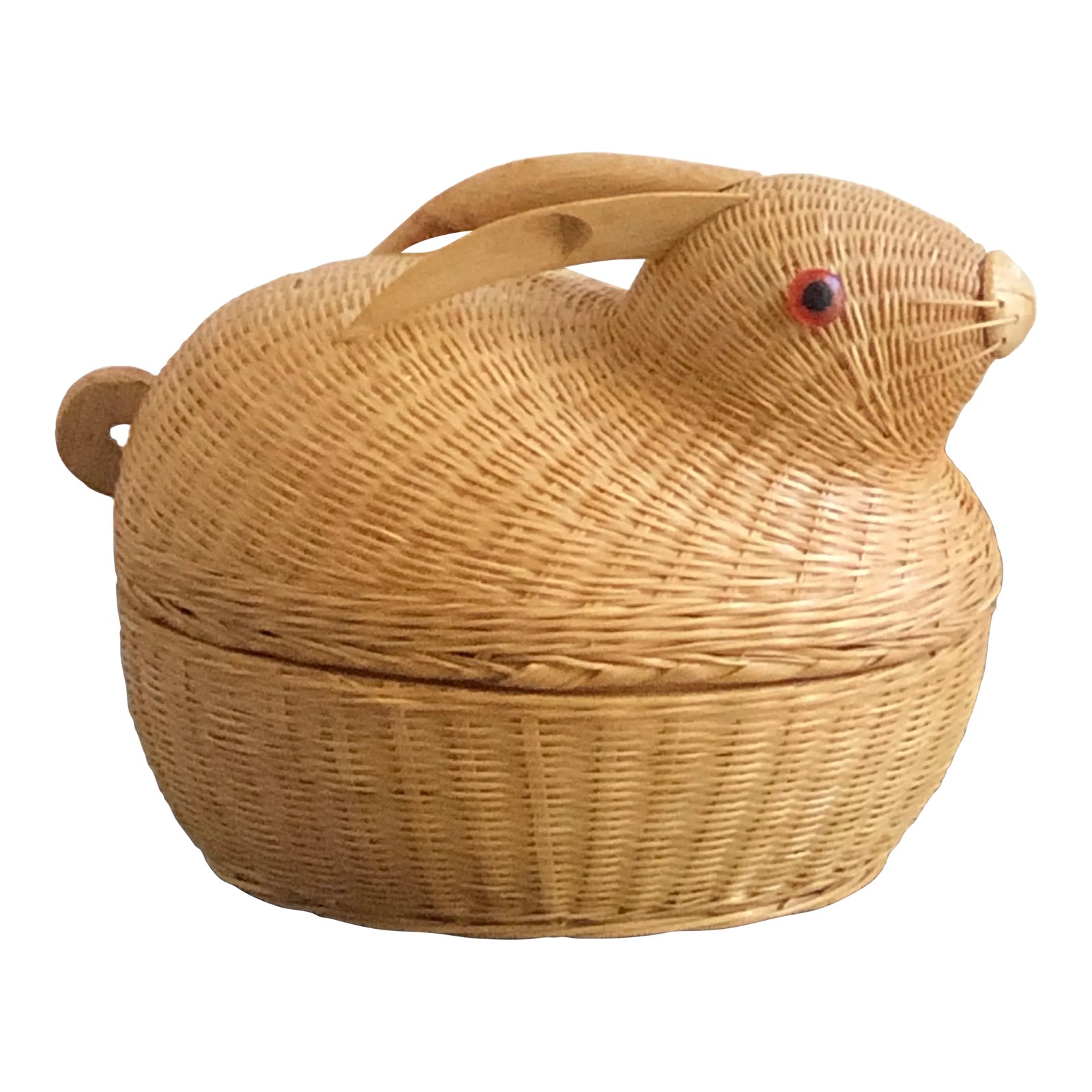1960s Handwoven Chinese Wicker Rabbit Box | Chairish