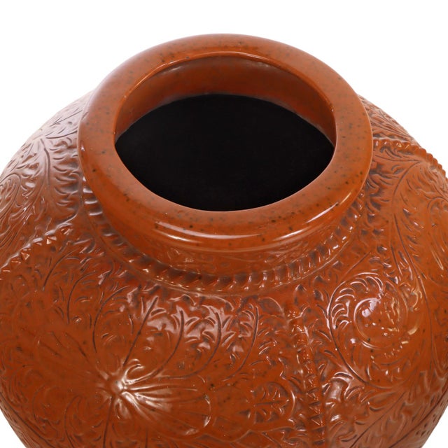 Spanish Revival Pair of Spanish Earthenware Pots on Wrought Iron Bases, C. 1940 For Sale - Image 3 of 5