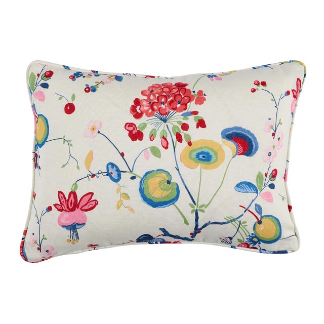 Schumacher Vasily Linen 16 Lumbar Pillow in Multi For Sale