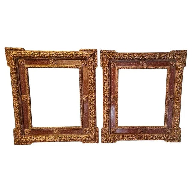 Antique Renaissance-Style Frames in Carved and Painted Wood, 1870 For Sale - Image 11 of 11
