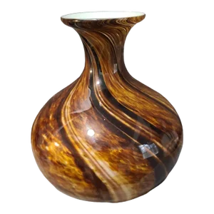 Mid-Century Modern Attributed Murano Style Blown Spiraled Art Glass Earth Colors Vase