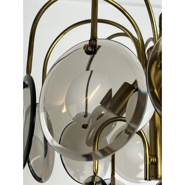 Murano Glass and Brass Chandelier by Vistosi, 1970s For Sale - Image 7 of 12