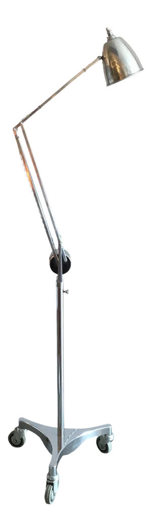 Industrial Chrome Articulating Tripod Rolling Floor Lamp on Wheels