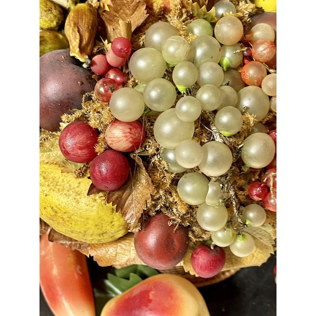 LARGE Antique Victorian Mantel Clock Glass Dome WAX FLOWER BASKET Rare Folk Art For Sale - Image 17 of 18