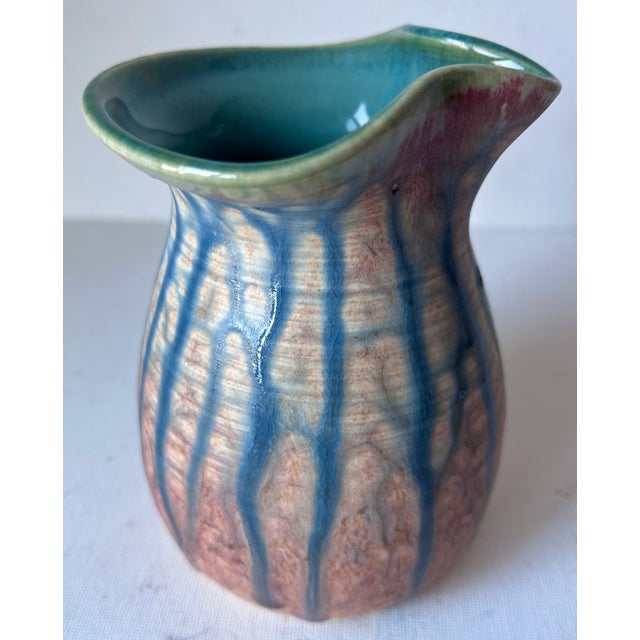 Turquoise Vintage Studio Art Pottery Glazed Pitcher-Signed For Sale - Image 8 of 8