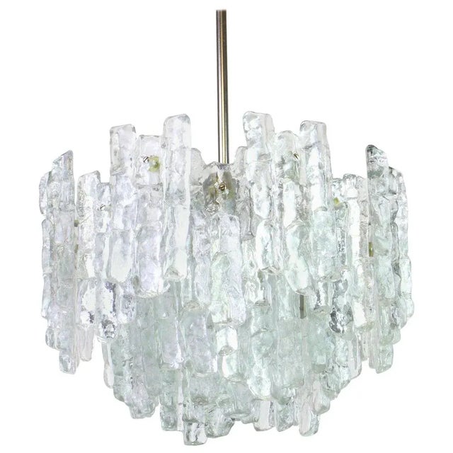 Large Murano Ice Glass Chandelier by Kalmar, Austria, 1960s For Sale - Image 9 of 9