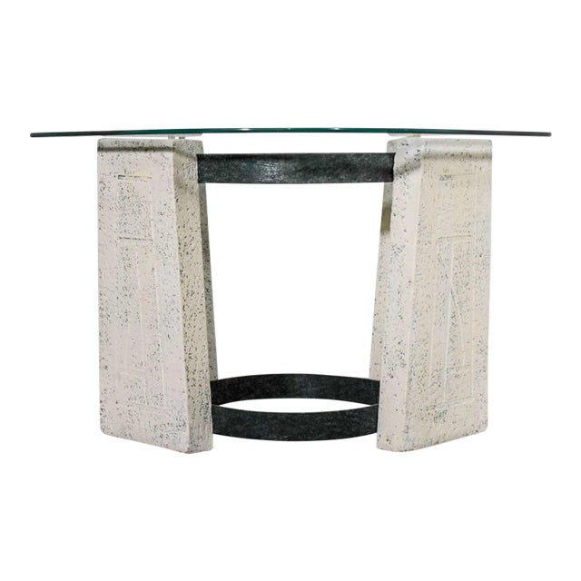 1960's Abstract Modern Plaster and Verdigris Iron Eye Shaped Side Table For Sale