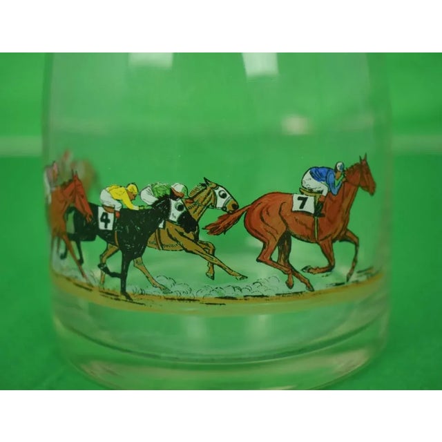 Hand-Painted Race Horses & Jockeys Glass Decanter Signed R Kuntz For Sale - Image 4 of 7