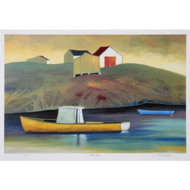 Folk Art 1990s "Blue Rocks" Lithograph by Carol Ann Shelton For Sale - Image 3 of 3