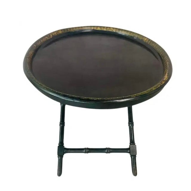 Paper Antique Paper Maché Tray Table With Faux Bamboo Base For Sale - Image 7 of 10