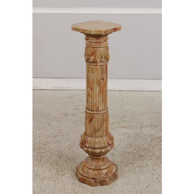 Neoclassical Vintage Neoclassical Alabaster Column Pedestal For Sale - Image 3 of 14