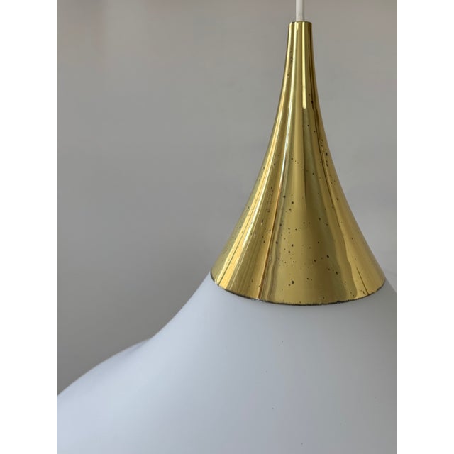 Brass and Opaline Glass Pendant Lights from Limburg, Germany, 1970s, Set of 2 For Sale - Image 10 of 11