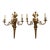 Antique Large 3 Light French Gold Gilt Bronze Pair Wall Sconces Figural Heads With Horn For Sale