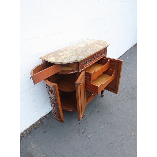 Early 1900s French Heavy Hand Carved Commode Marble Top Cabinet 6672 For Sale - Image 10 of 18