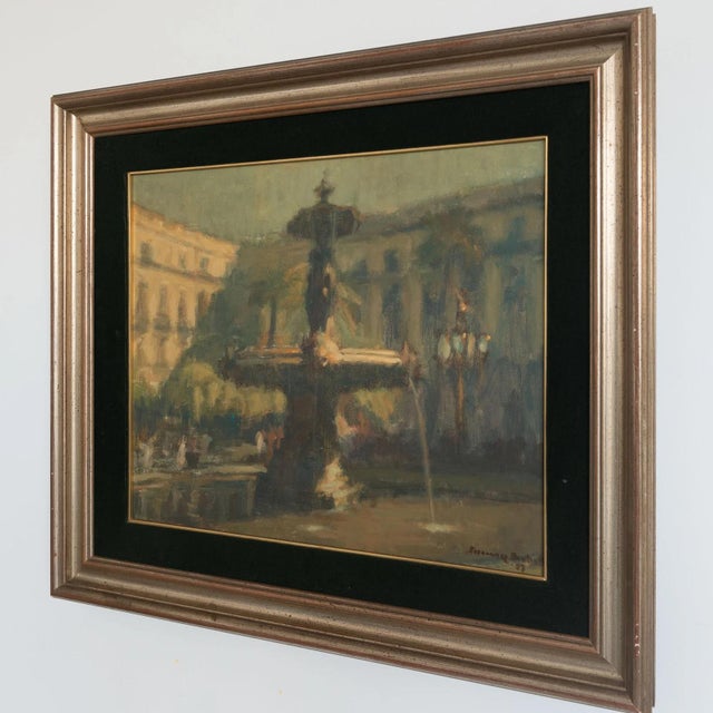 Plaça Reial (Royal Square), Barcelona, Oil on Canvas, 1950s For Sale - Image 3 of 10