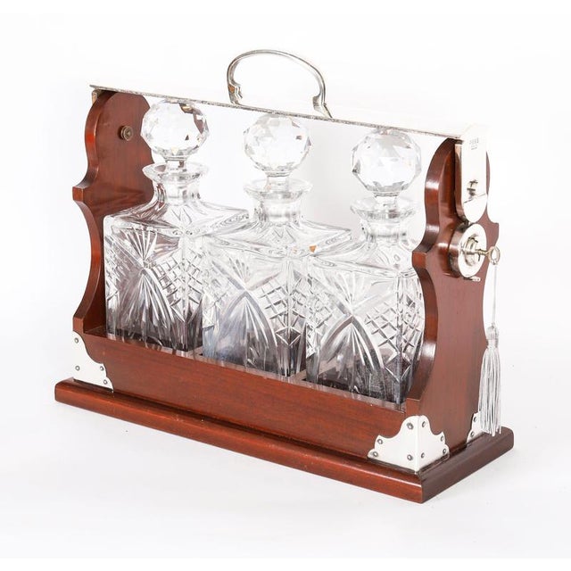 Late 20th Century English Silver-Plated 3-Bottle Tantalus, Set of 4 For Sale - Image 13 of 14
