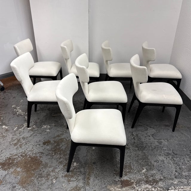 Restoration Hardware Restoration Hardware Ligné Upholstered Fabric Dining Chairs, Set of Eight For Sale - Image 4 of 12
