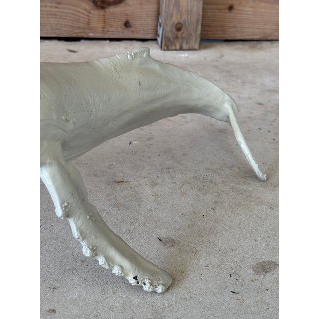 Light Gray Vintage Nautical Cast Metal Humpback Whale Sculpture With Original Painted Finish For Sale - Image 8 of 11