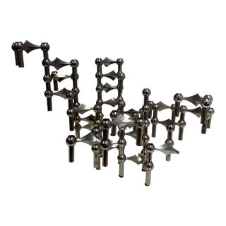 Werner Stoff & Hans Nagel for Stoff Chrome-Plated Modular Stacking Candleholders, Set of Twenty One For Sale
