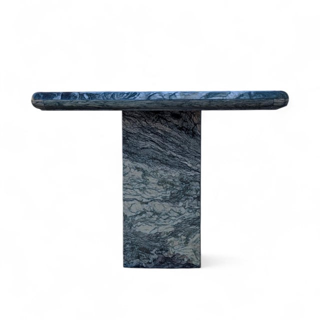 1980s 1980s Postmodern Green Figured Marble Pedestal Side Tables, Pair For Sale - Image 5 of 18