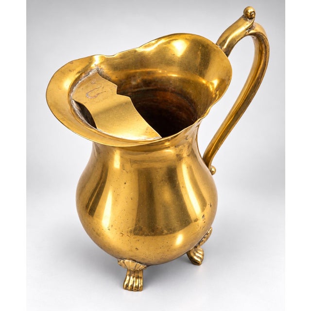 Late 19th Century Antique French Brass Footed Pitcher For Sale - Image 5 of 9